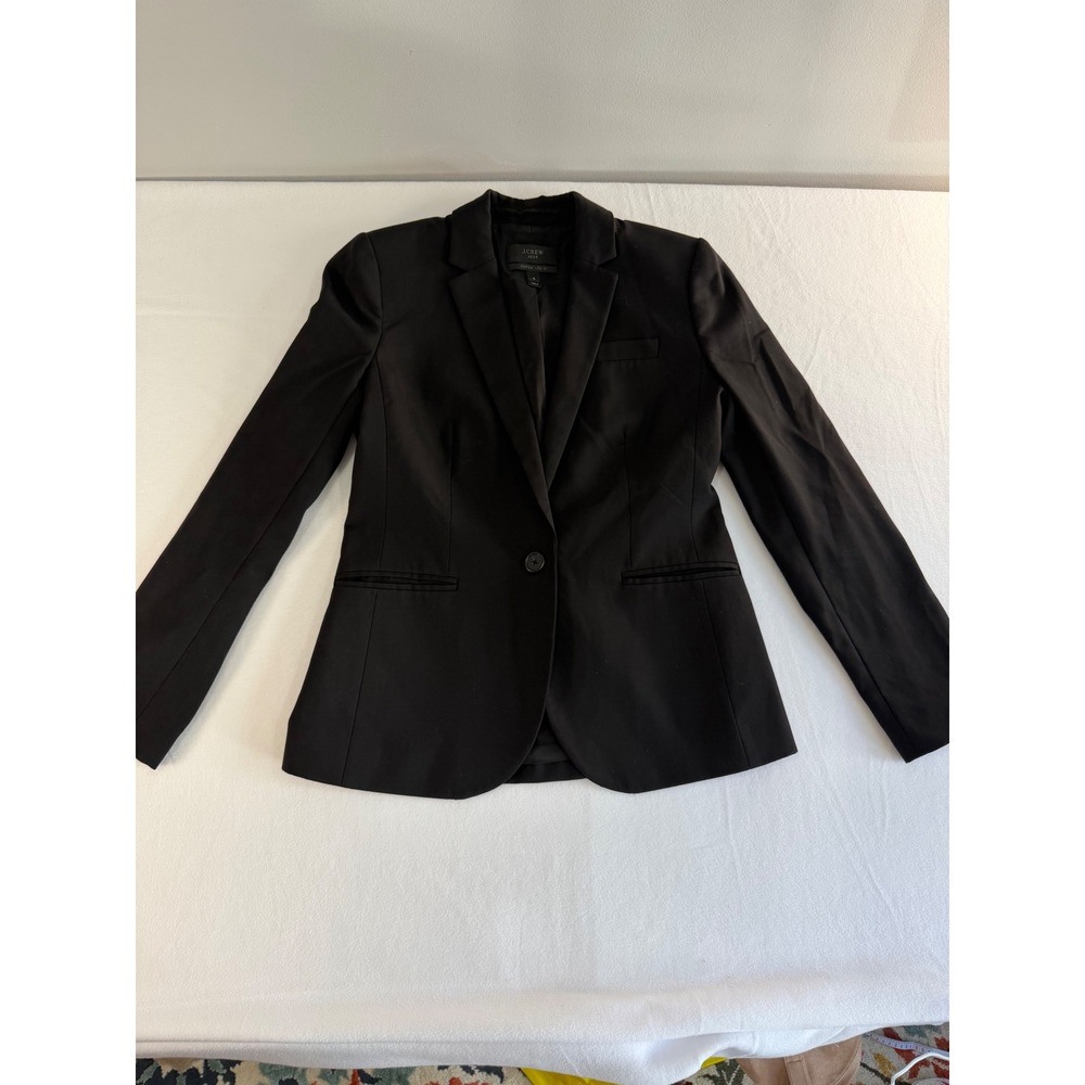 J Crew Blazer Women 4 Black 1035 Super 120s Wool Single Button Classic  Luxury